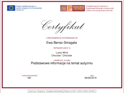 Certyfikat Autyzm