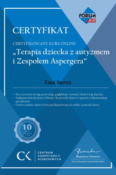 Certyfikat Zespół Aspergera